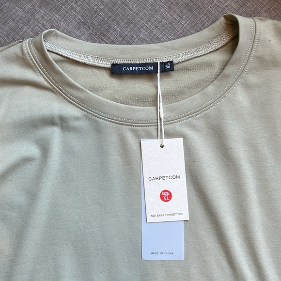 Raw Hem Cropped T-Shirt by Carpetcom Olive Neutral Basic XL - Picture 2 of 5